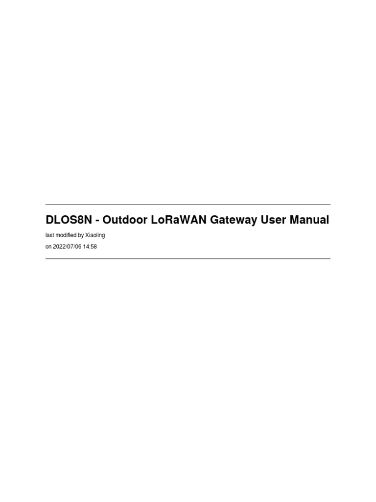 DLOS8N Outdoor LoRaWAN Gateway Manual | PDF | Wi Fi | Computer Network
