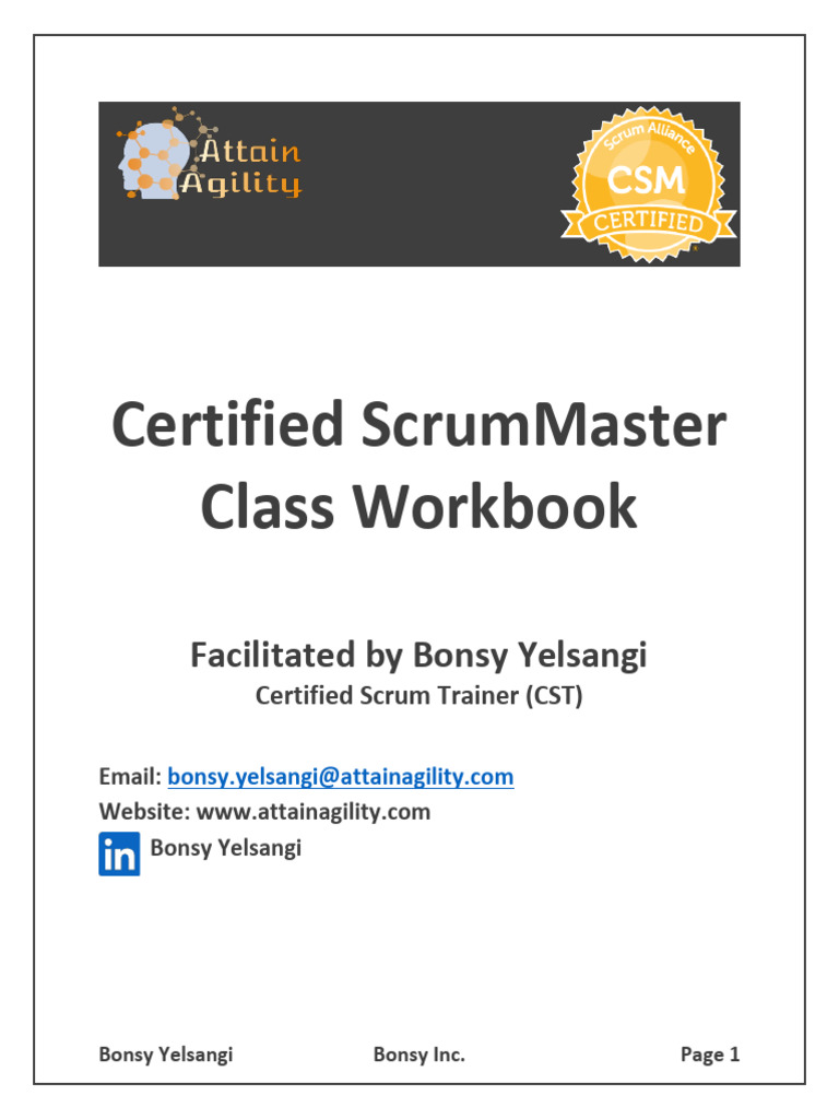 CSM Workbook by Bonsy Yelsangi | PDF | Scrum (Software Development ...