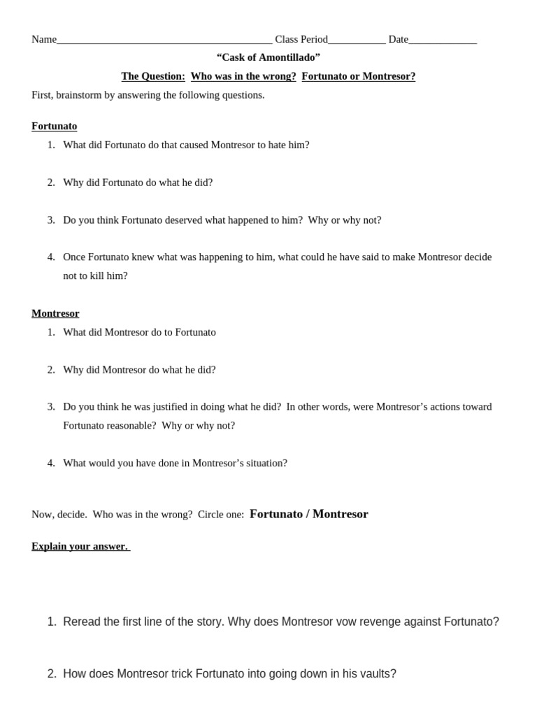 Jackson Gentry - CaskofAmontilladoDiscussionWeb-1 | PDF | Psychology