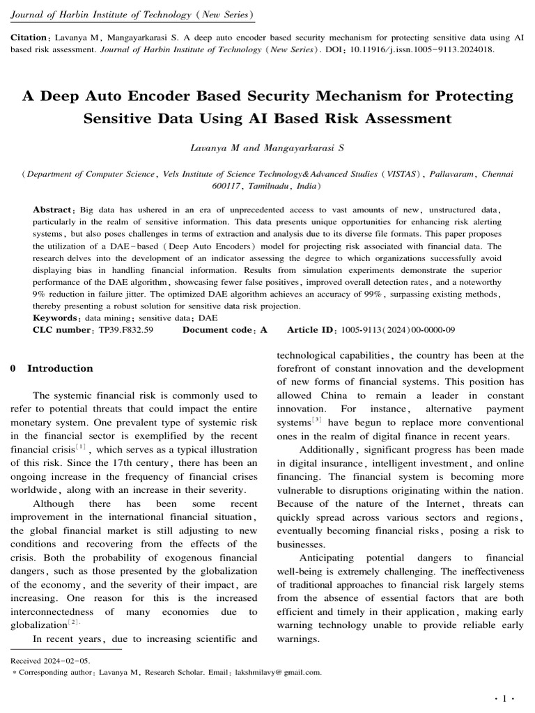 A deep auto encoder based security mechanism for protecting sensitive