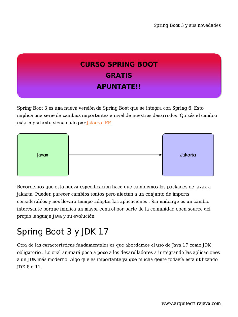 Novedades de Spring Boot 3 y JDK 17 | PDF | Java (lenguaje de ...