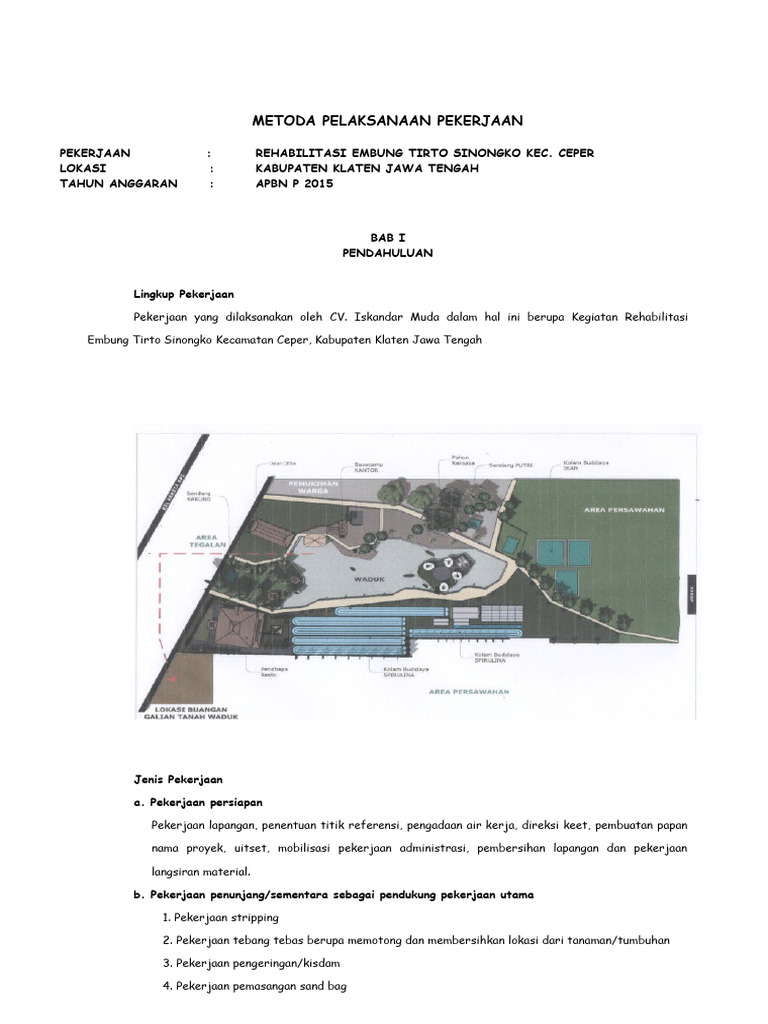 Metoda Rehabilitasi Embung Tirto Sinongko | PDF