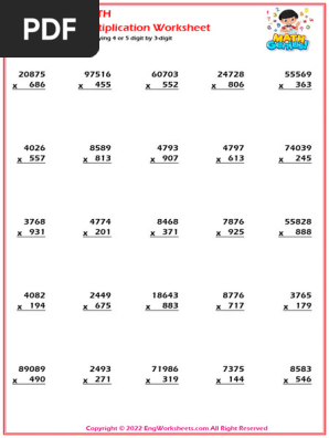 Multiplying 4 or 5 Digit by 3 Digit 3399 | PDF