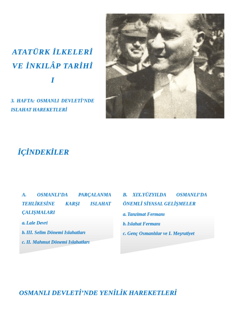 Hafta Osmanlı Devleti'Nde Islahat Hareketleri | PDF