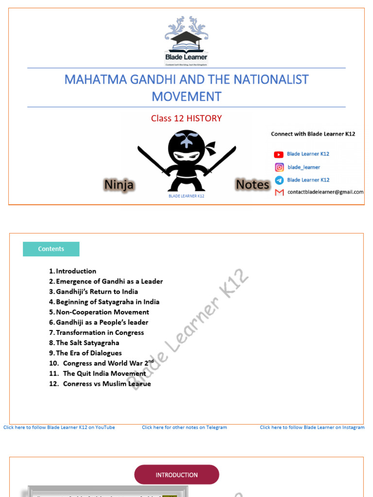 Gandhi and the Nationalist Movement | PDF | Mahatma Gandhi | Indian ...