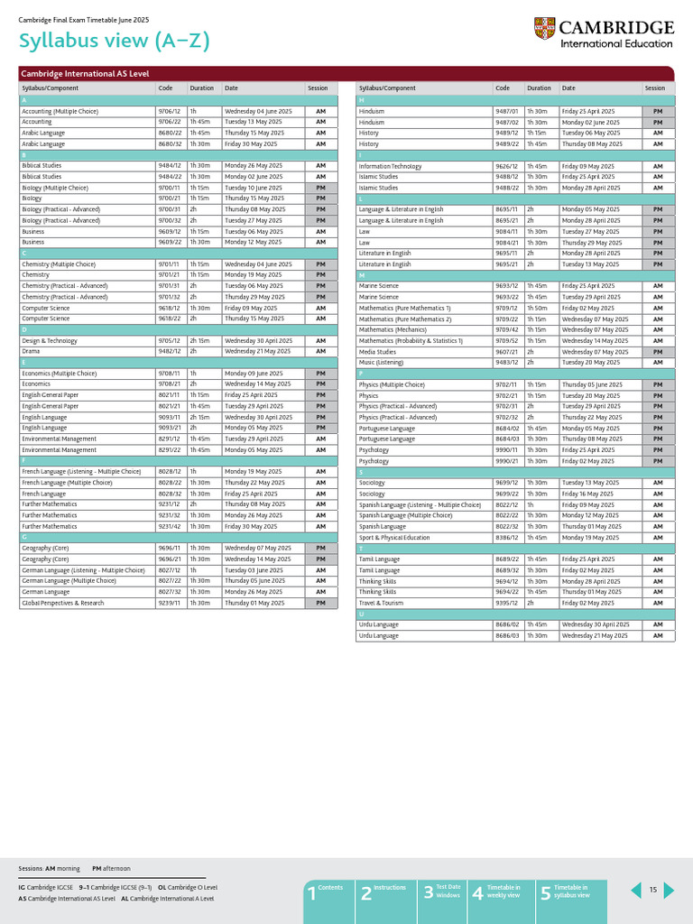 Cambridge Igcse Timetable Zone 3