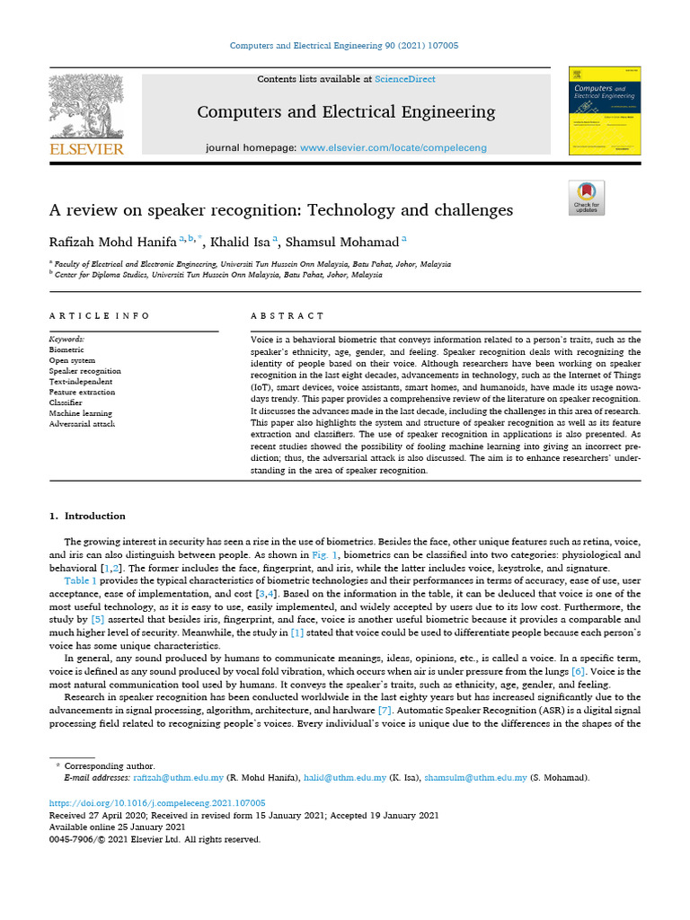 Speaker Recognition Review | PDF | Deep Learning | Speech Recognition