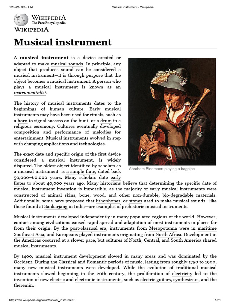 Musical instrument | PDF | Musical Instruments | Music Technology