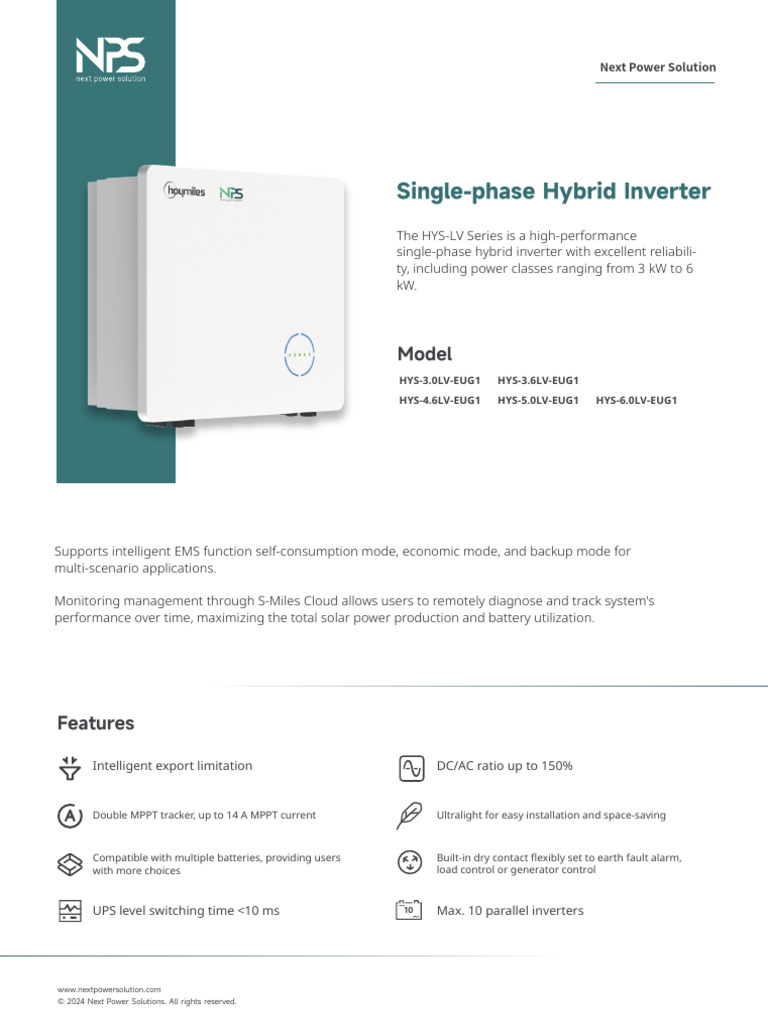 HYS-LV Series Hybrid Inverter Overview | PDF | Power Inverter | Electricity