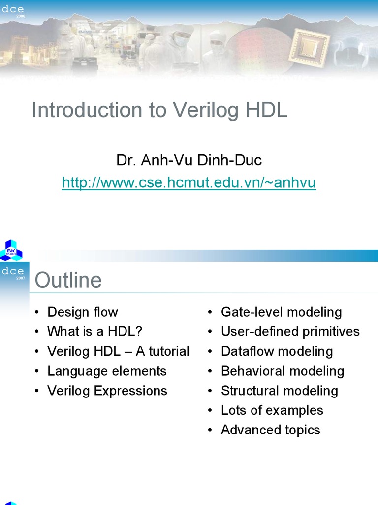 Introduction To Verilog Dr Vu