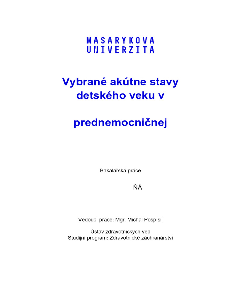Akutne Stavy U Pediatrickych Pacientov Adam Brudnak | PDF
