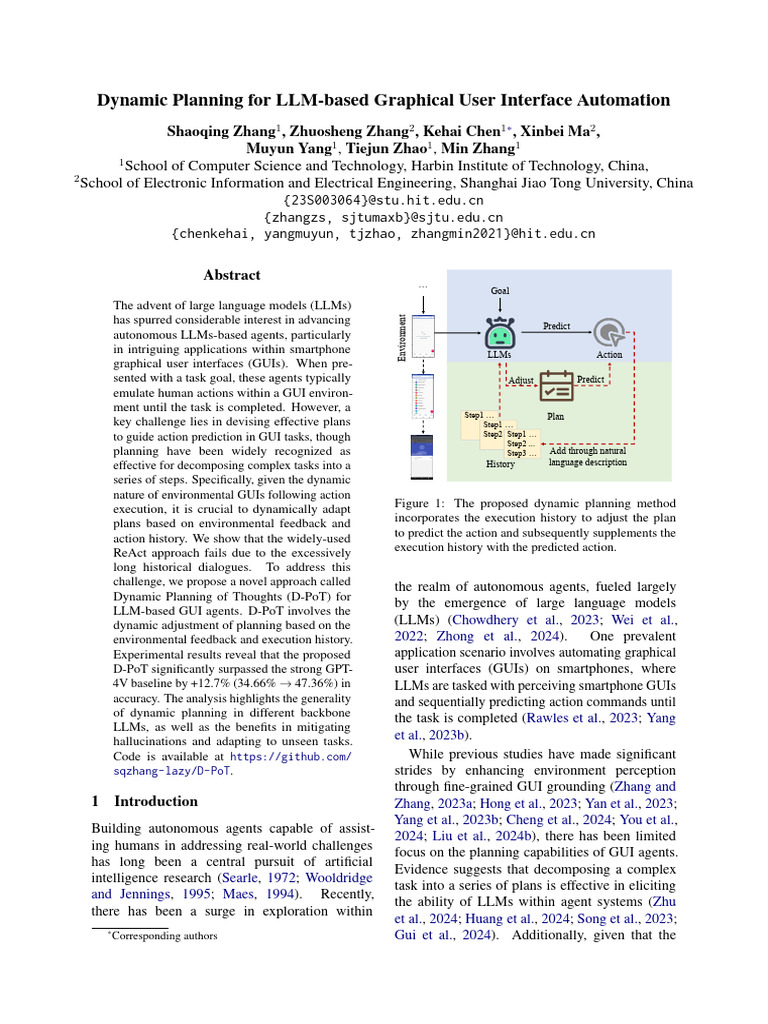 Dynamic Planning for LLM-based Graphical User Interface Automation ...