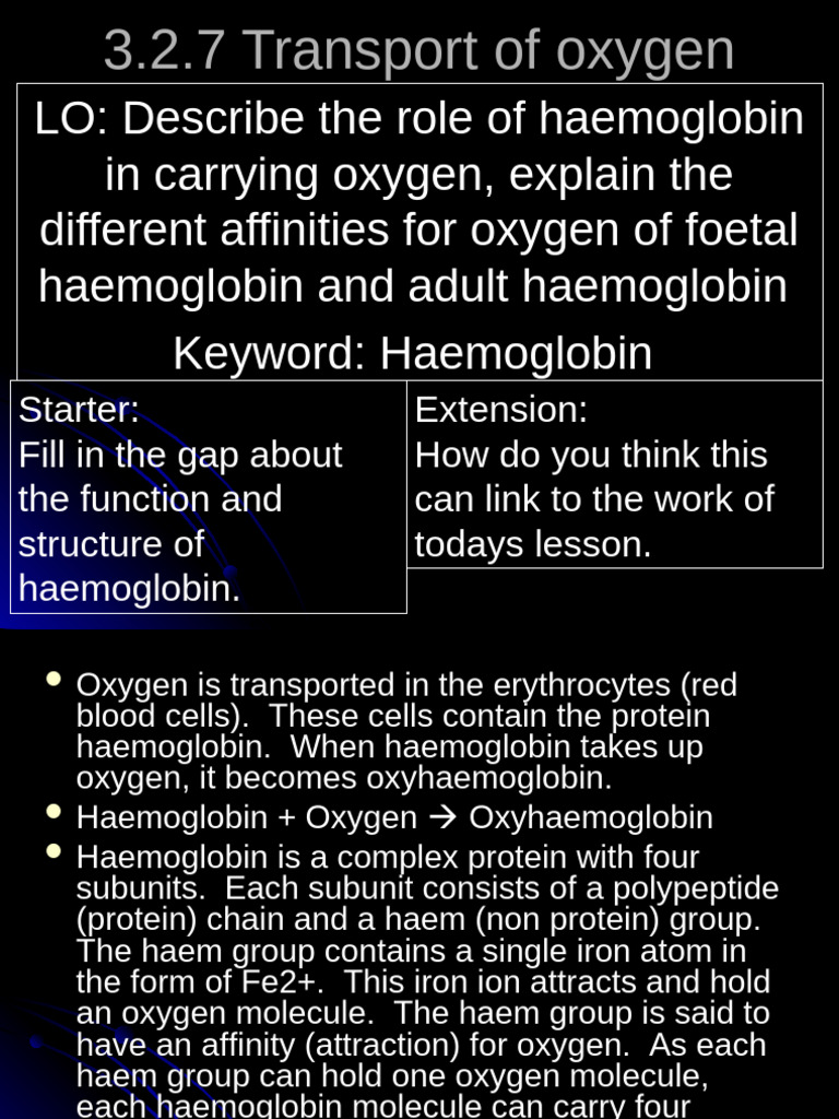 Haemoglobin & Oxygen Transport | PDF | Hemoglobin | Blood