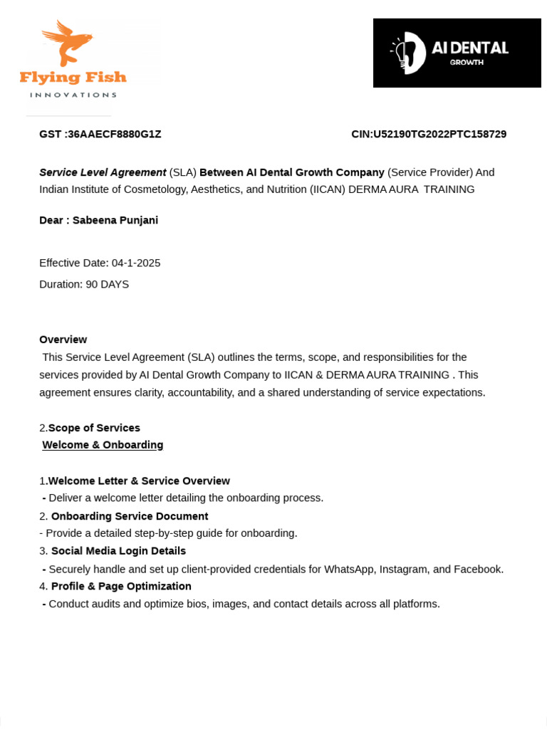 Sla Of Sabeena Mam Pdf Facebook Service Level Agreement