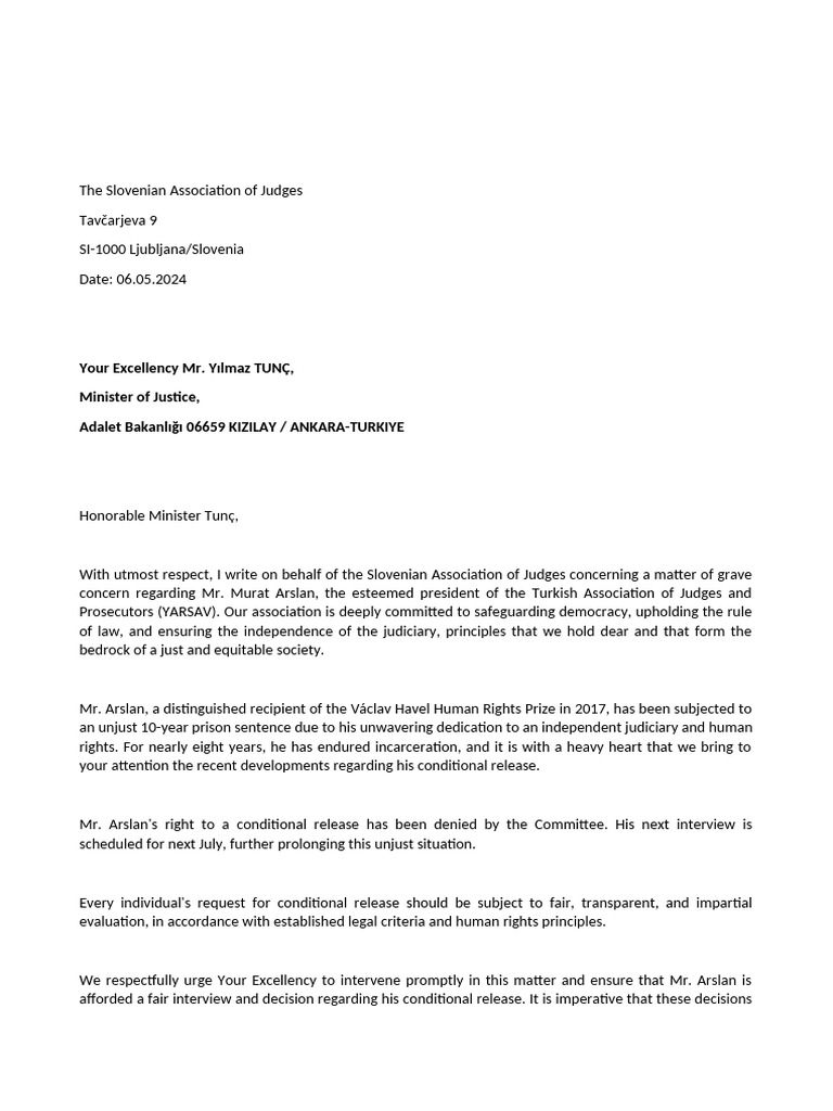 Appeal for Justice: Mr. Murat Arslan | PDF
