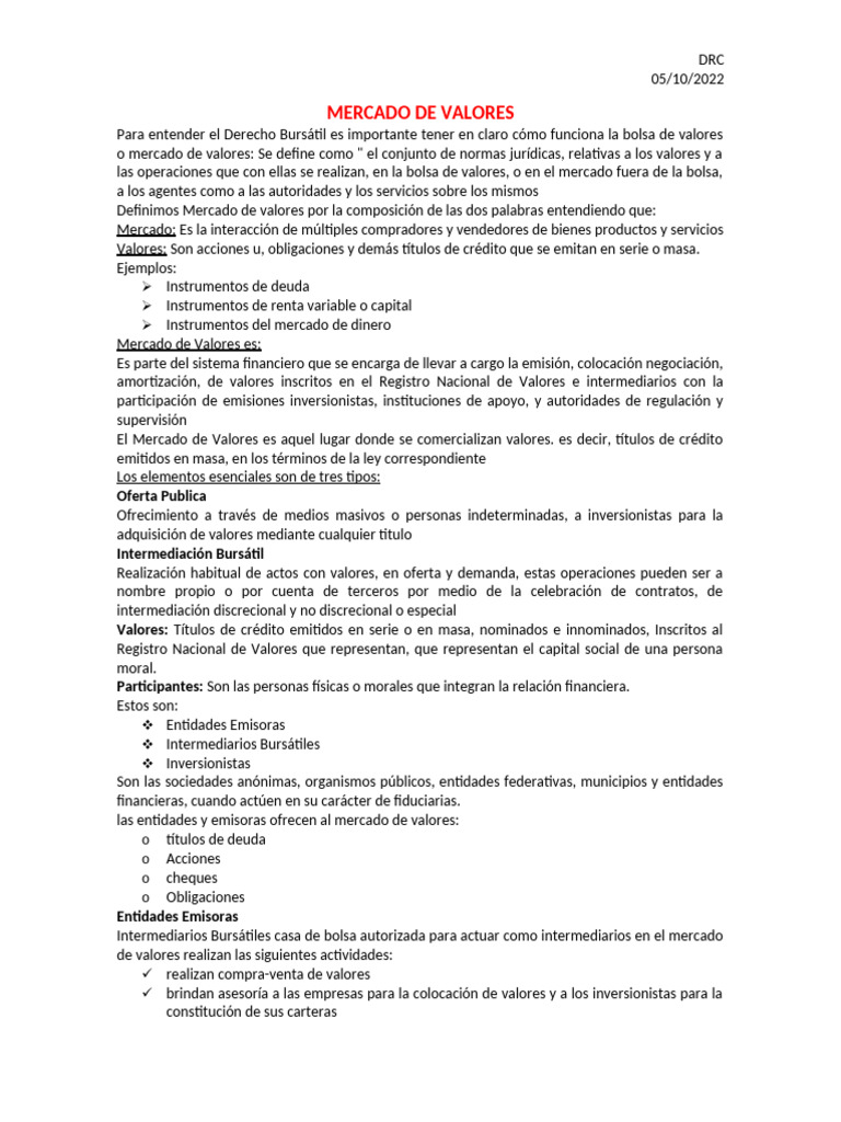Tema 5 MERCADO DE VALORES | PDF | Bolsa | Bolsa de Valores