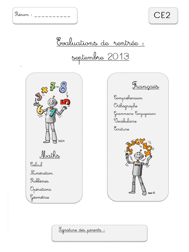 Évaluations Diagnostiques CE2 2024 | PDF | Linguistique | Mécanique du ...