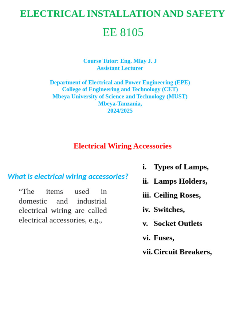Electrical Installation & Safety Guide | PDF | Fuse (Electrical ...