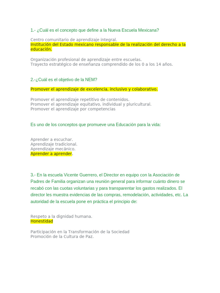 Principios de la Nueva Escuela Mexicana | PDF | Escuelas | Aprendizaje