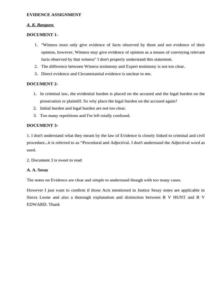 Evidence Assignment Pdf
