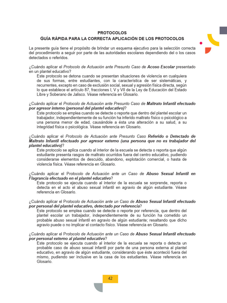 Guía de Protocolos Escolares | PDF | Abuso sexual | Abuso infantil