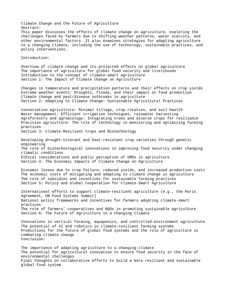 Climate Change and The Future of Agriculture | PDF | Agriculture ...