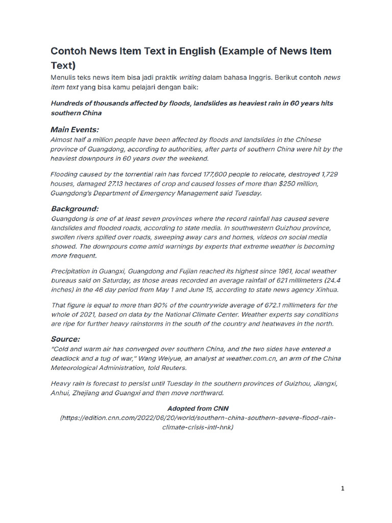 Example of News Item Text | PDF