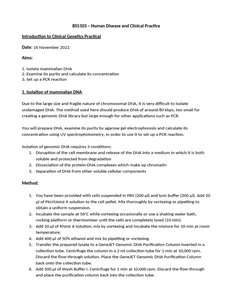 BS5103 Genetics Practical Handout Nov 2022 | PDF | Gel Electrophoresis ...