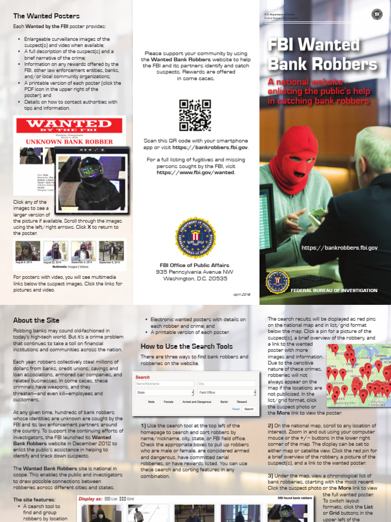 Bank Robbers Website Brochure | PDF | Federal Bureau Of Investigation ...