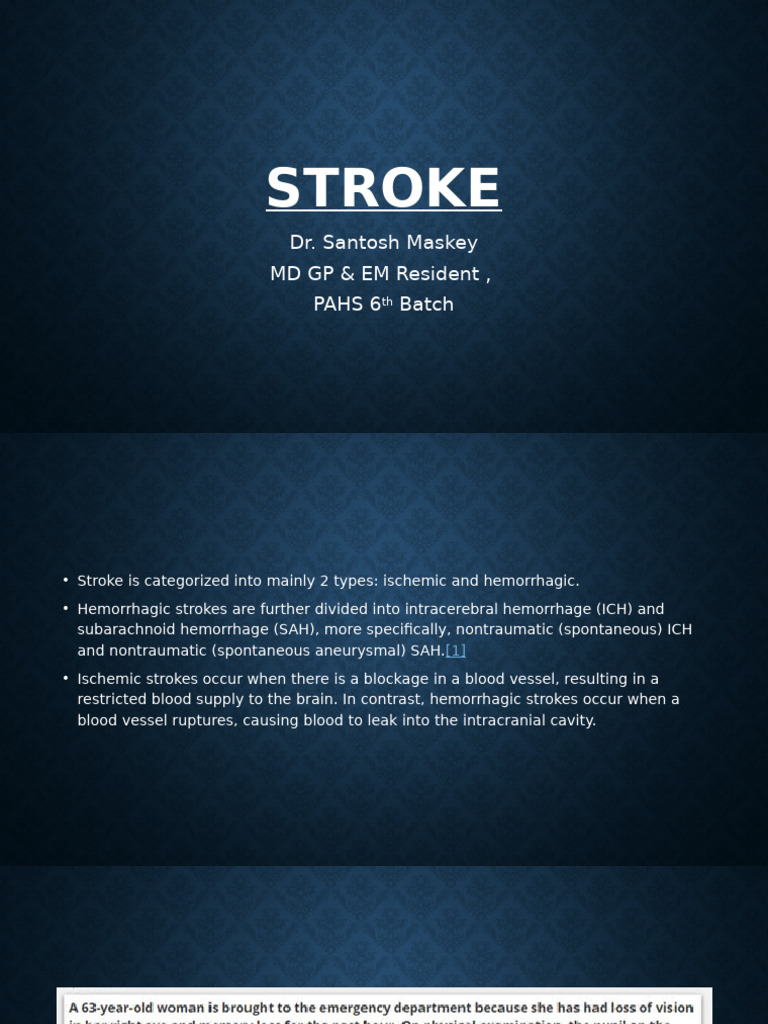 Stroke Presentation | PDF | Stroke | Ischemia