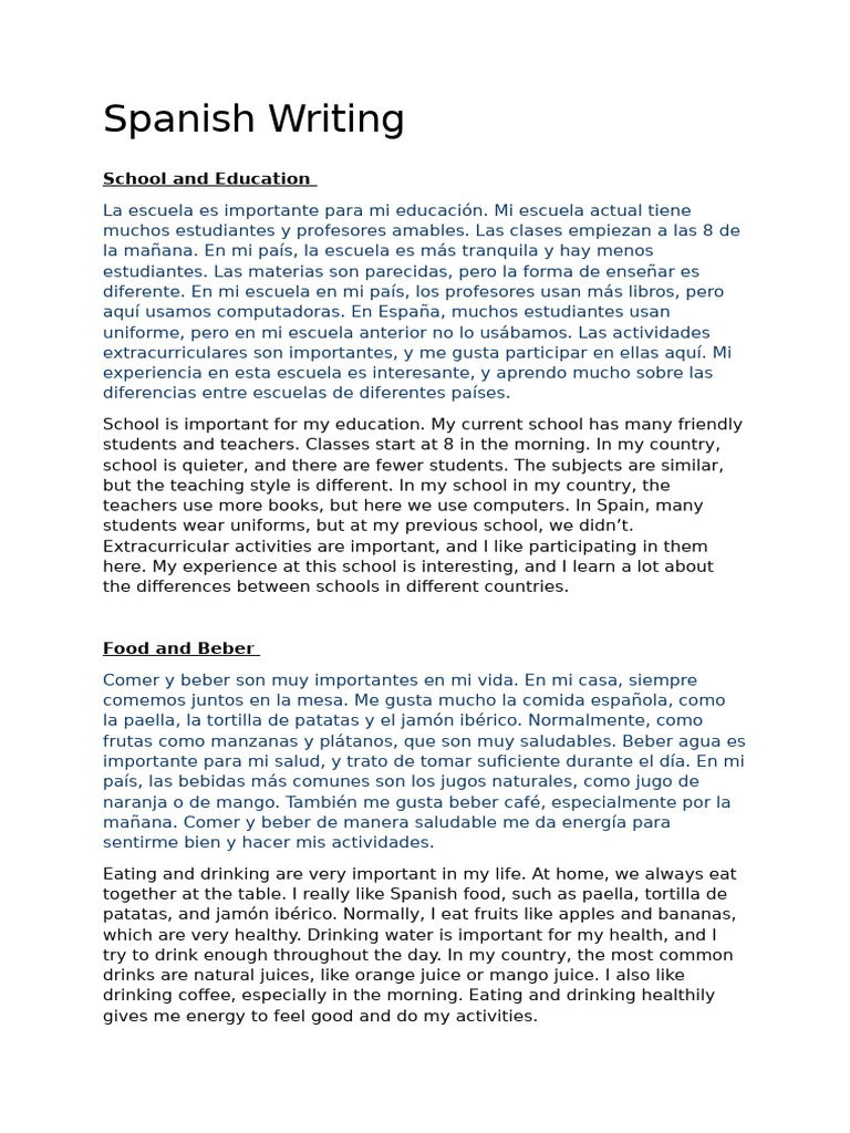 Educación, Comida y Familia en España | PDF