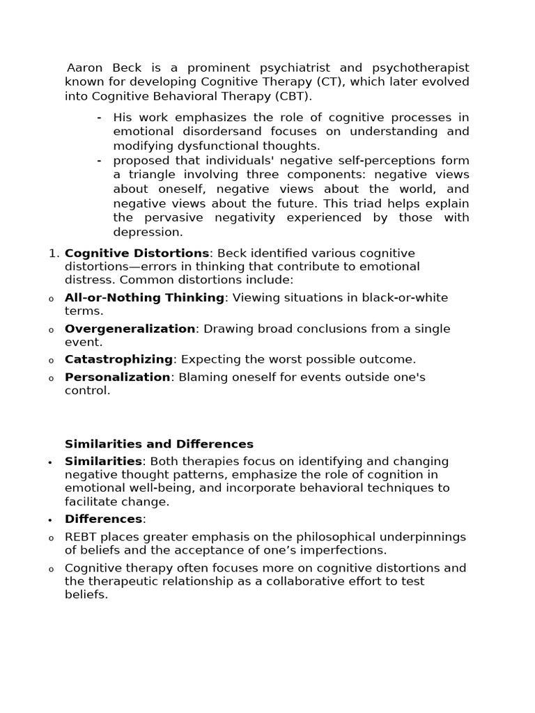 Understanding Cognitive Therapy and CBT | PDF