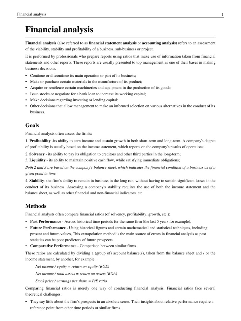 Overview of Financial Analysis Methods | PDF | Financial Ratio | Money