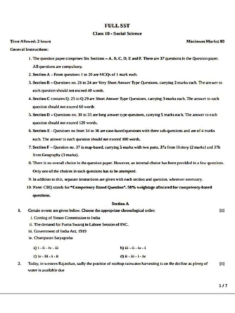 CBSE Sample Paper | PDF