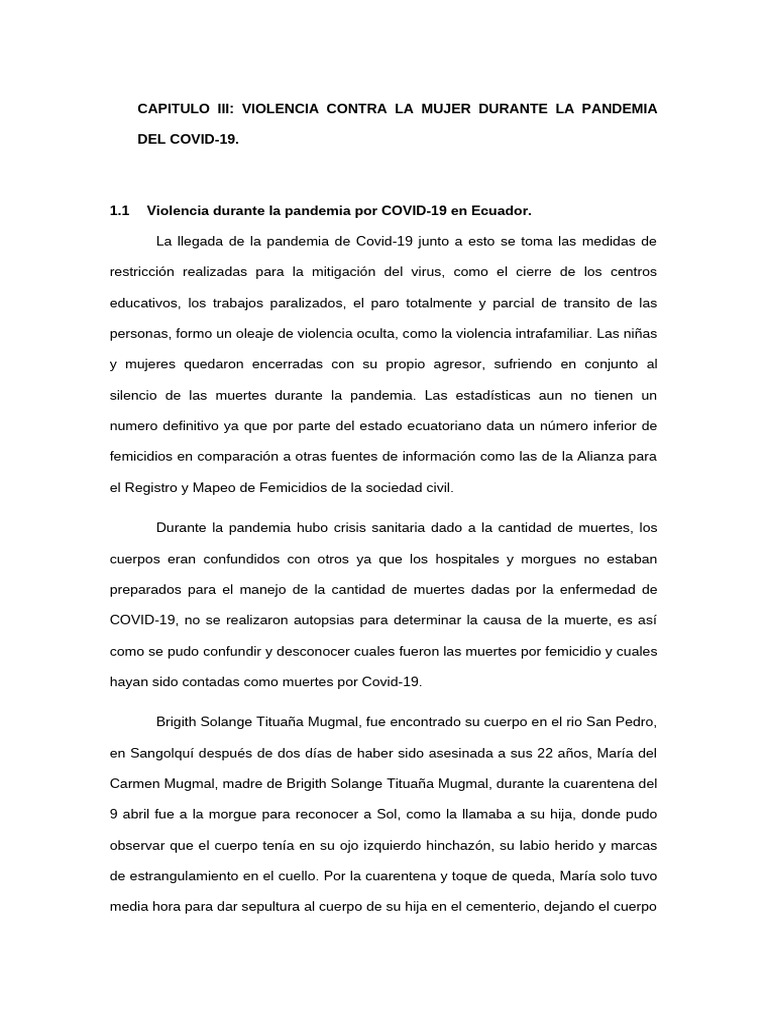 Capitulo Iii Violencia Contra La Mujer Durante La Pandemia Del Covid-19 ...