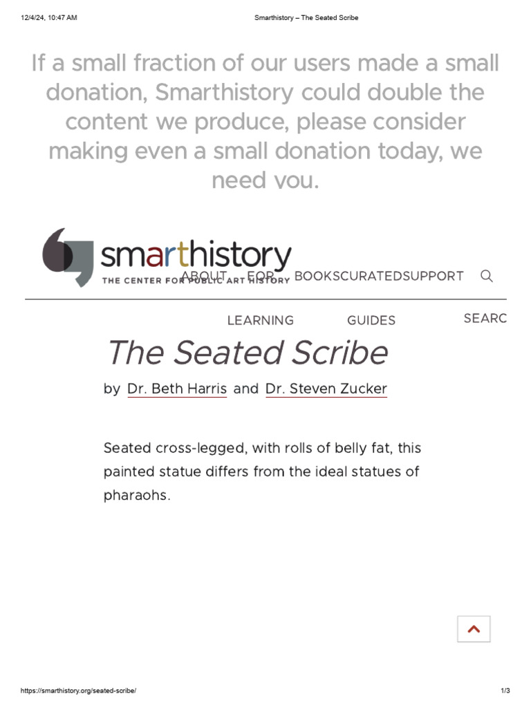 15 The Seated Scribe | PDF | Ancient Literature | Sculpture