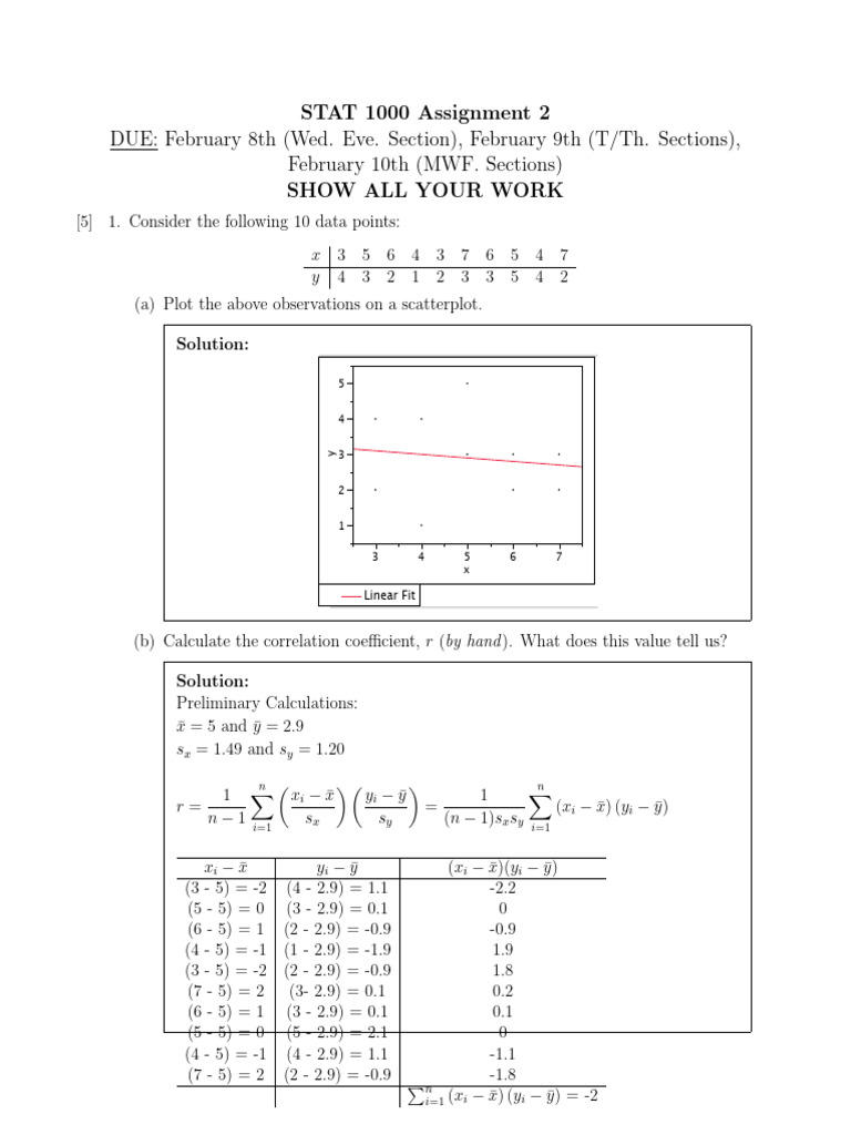 STAT 1000 Assignment 2 Overview | PDF | Errors And Residuals ...