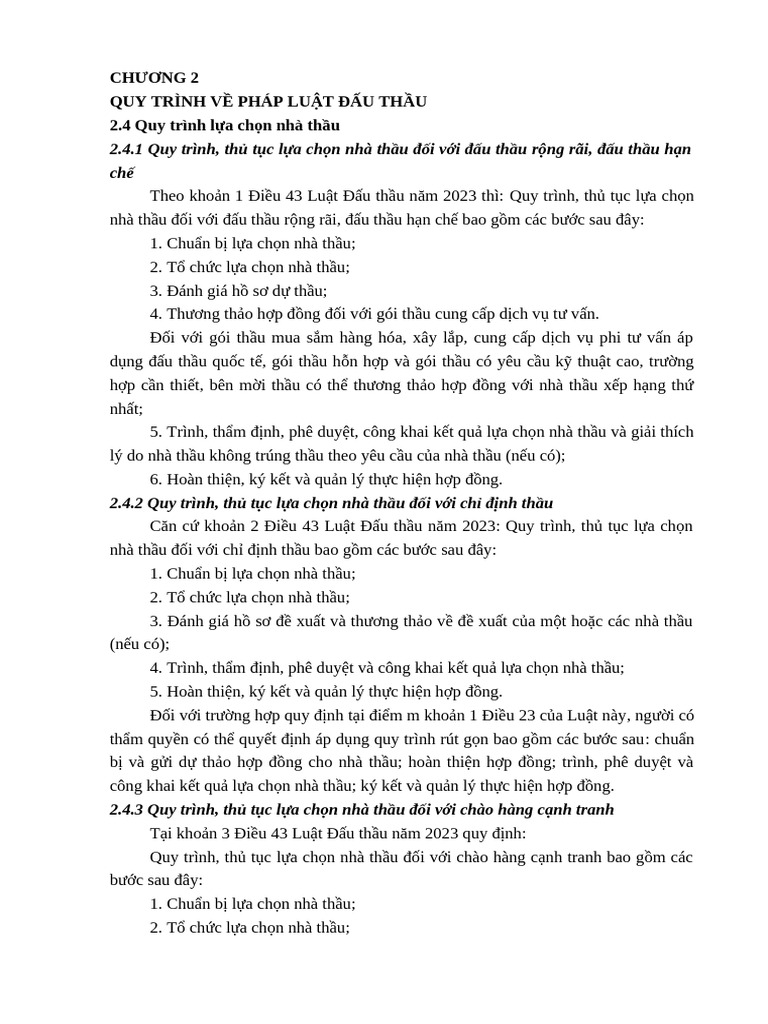 Chương 2 Mục Quy Trình Lựa Chọn Nhà Thầu | PDF