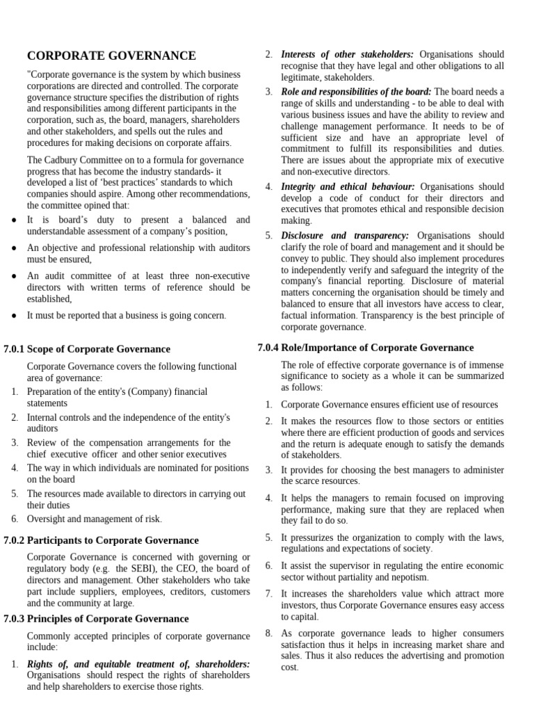 BE 7 - Business Management | PDF | Corporate Governance | Governance