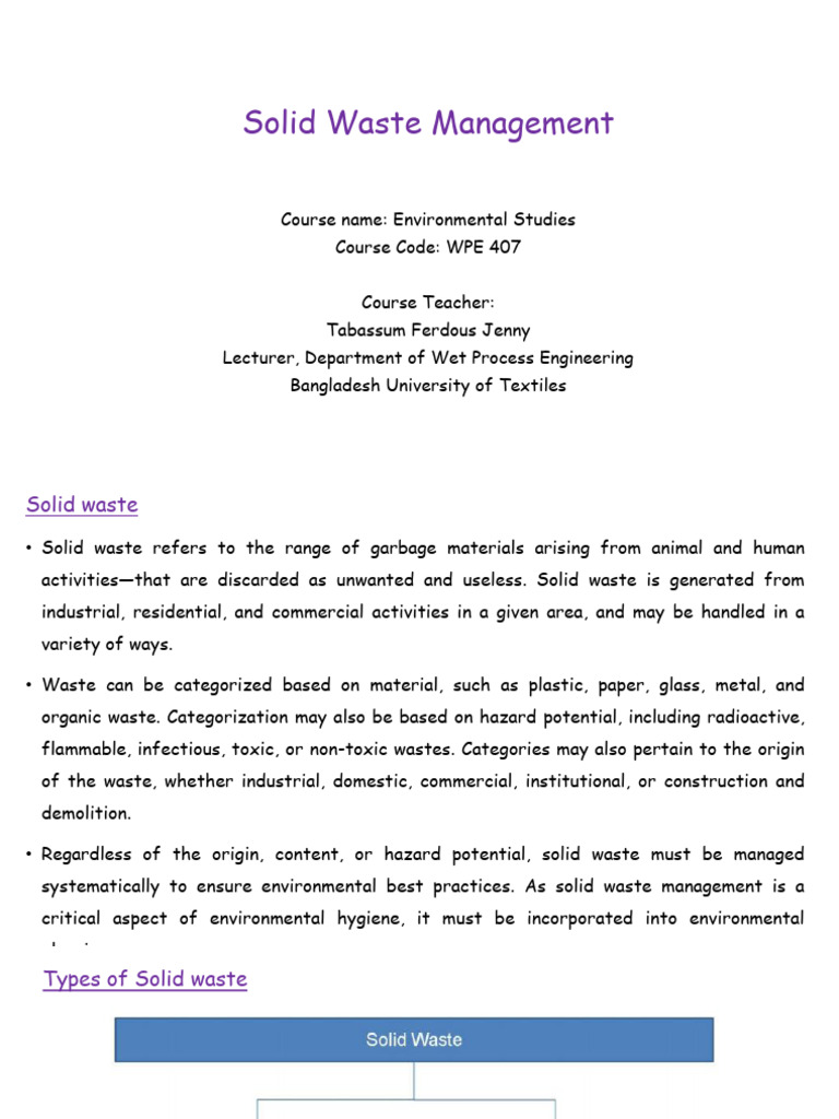 Solid Waste Management Overview | PDF | Waste | Municipal Solid Waste