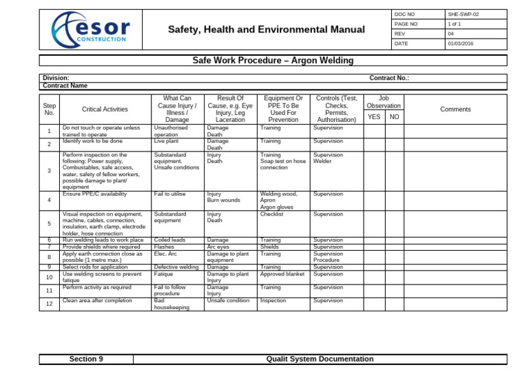 SHE-SWP-02 Agron Welding Rev 04 | PDF | Welding | Construction