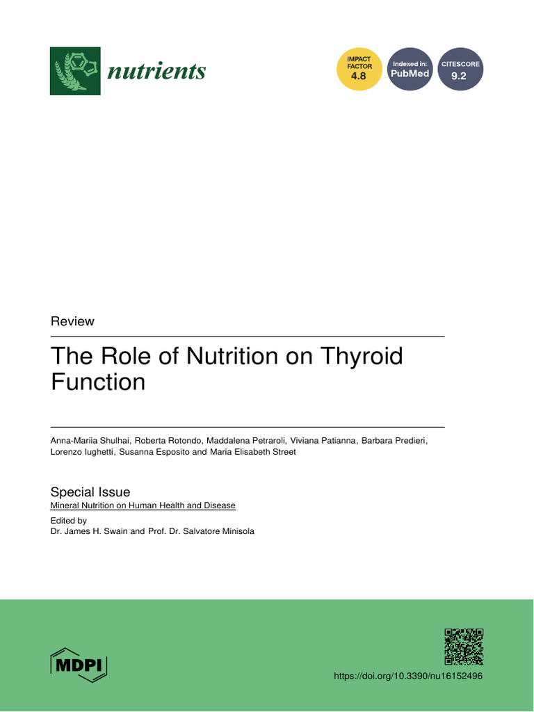 The Role of Nutrition On Thyroid Function | PDF | Hypothyroidism | Thyroid