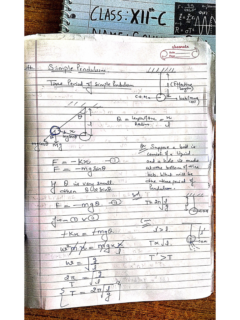 Simple Pendulum Class 11 Pdf