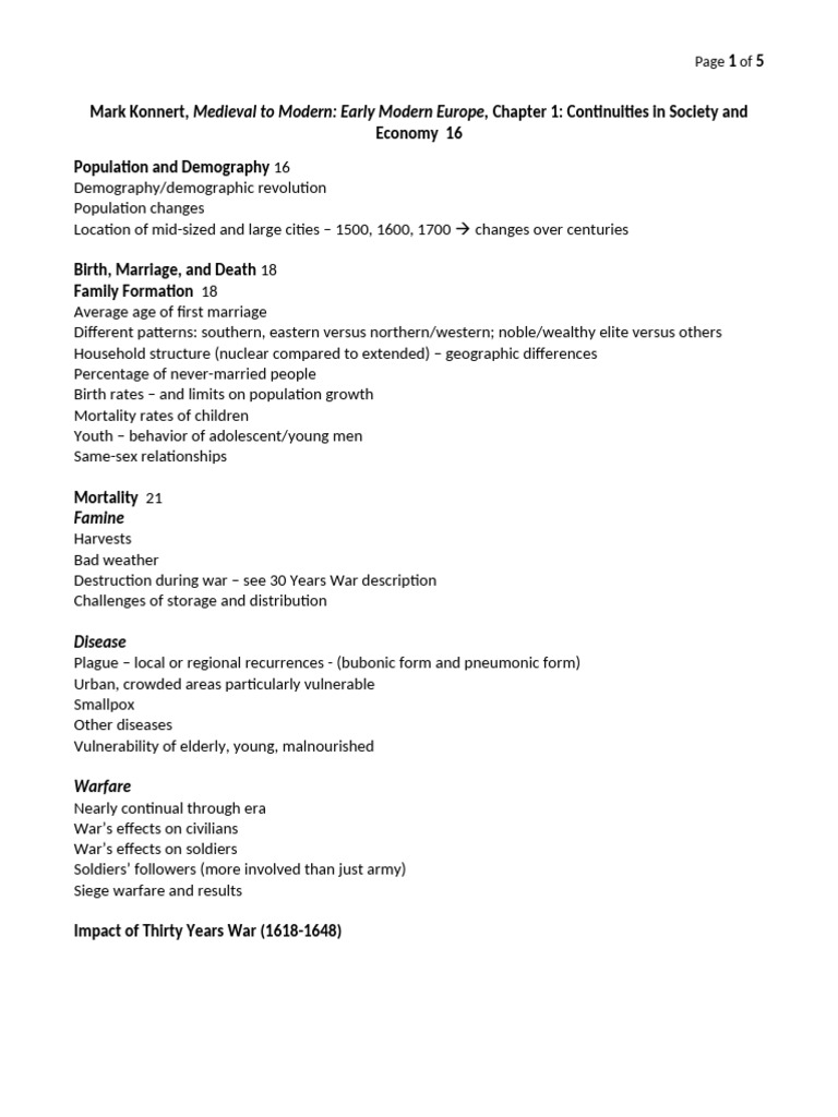 Konnert Chapter 1 Continuities in Society and Economy T of C | PDF ...