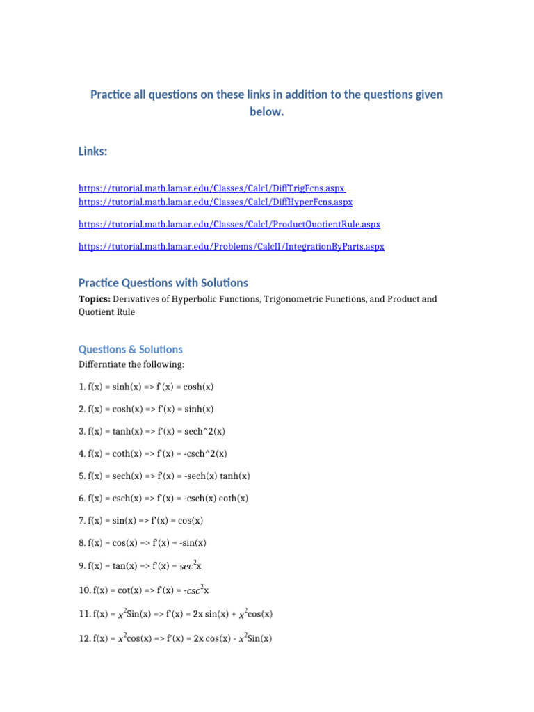 Math - Practice - Questions 2 | PDF