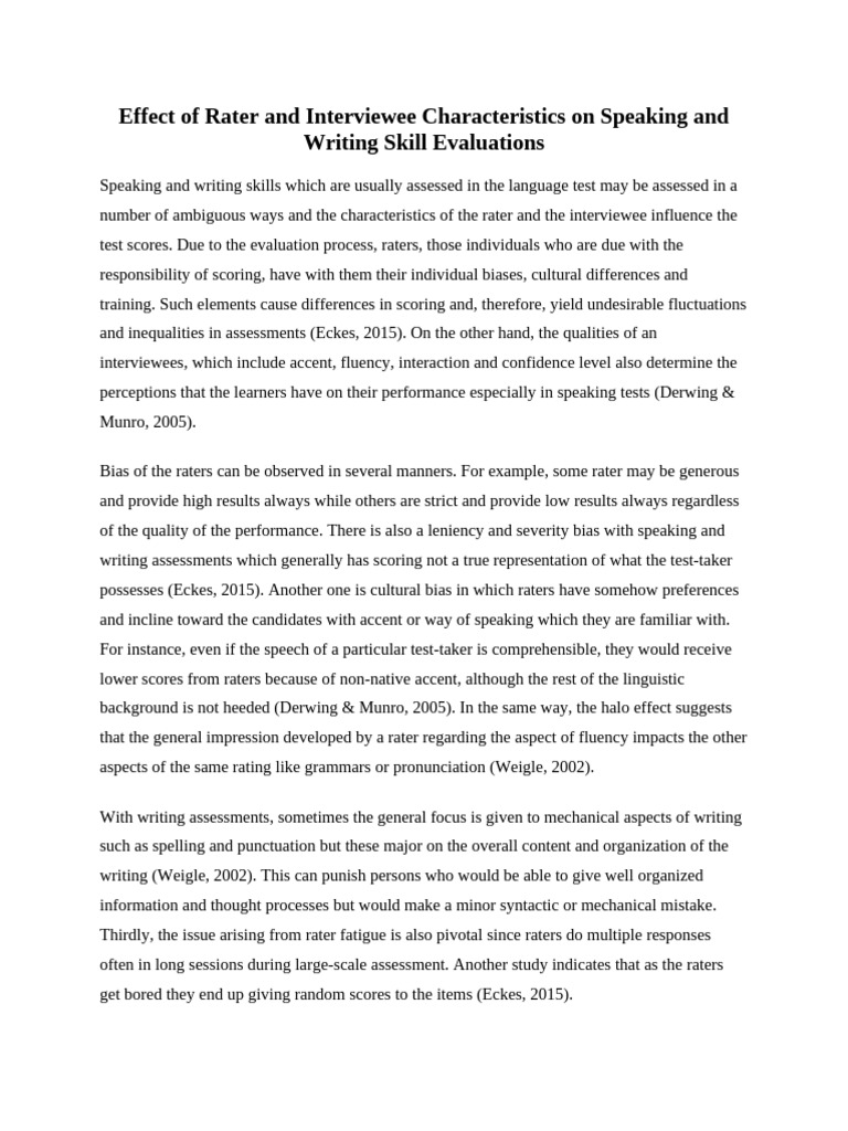 Rater and Interviewee Bias in Language Assessment | PDF | Bias | Accent ...