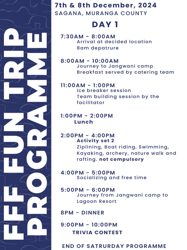 Trip Program for Sagana Retreat | PDF