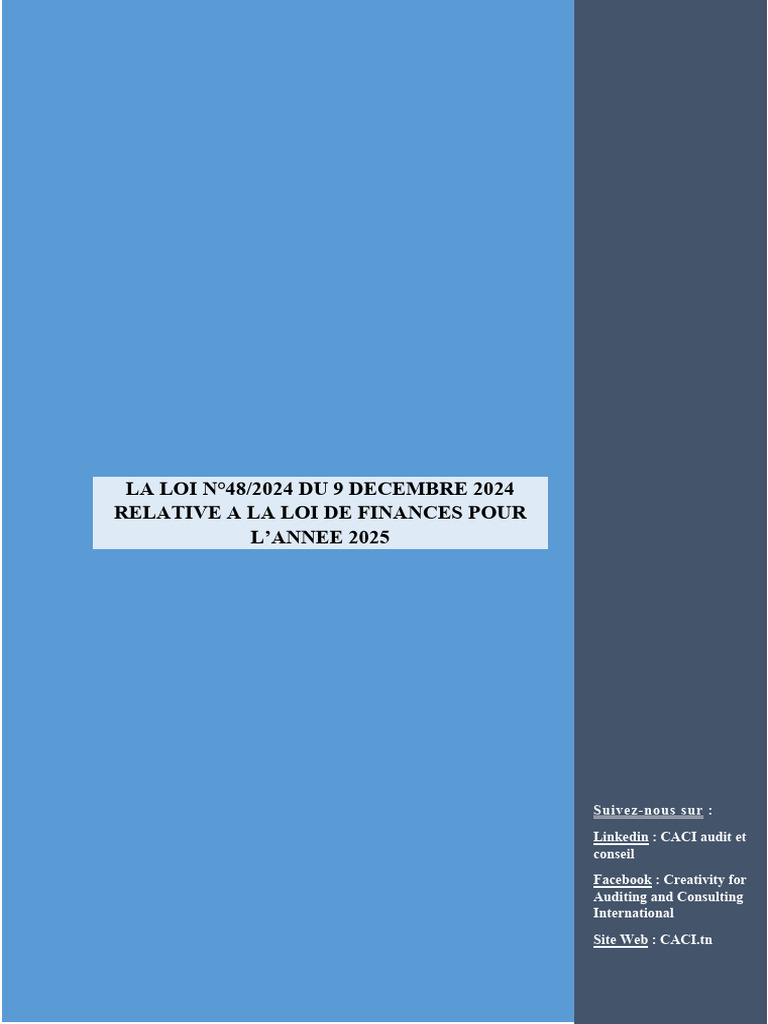 Résumé de la Loi de Finances 2025 Maroc | PDF | Taxe sur la valeur ...