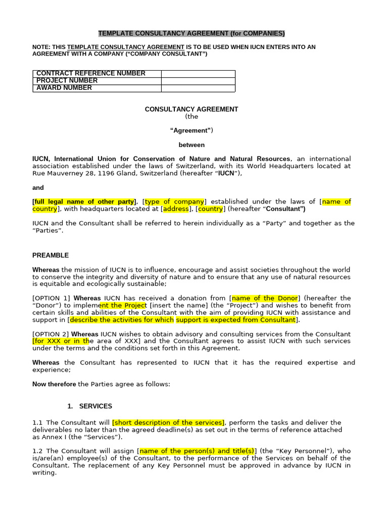 Template Consultancy Agreement PDF Intellectual Property Indemnity
