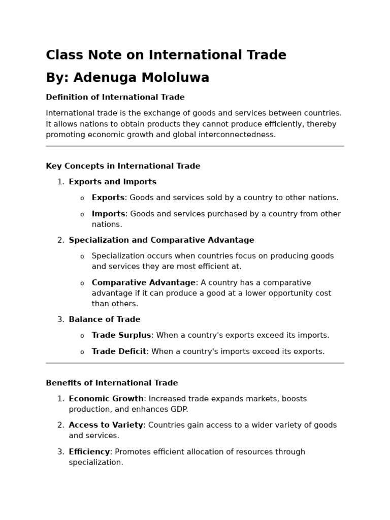 Understanding International Trade Concepts | PDF | Exports | Trade